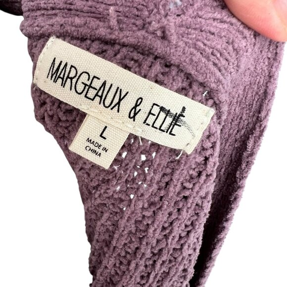 Margeaux & Ellie Chenille Open Front Cardigan Sweater Purple Size Large - Picture 9 of 12